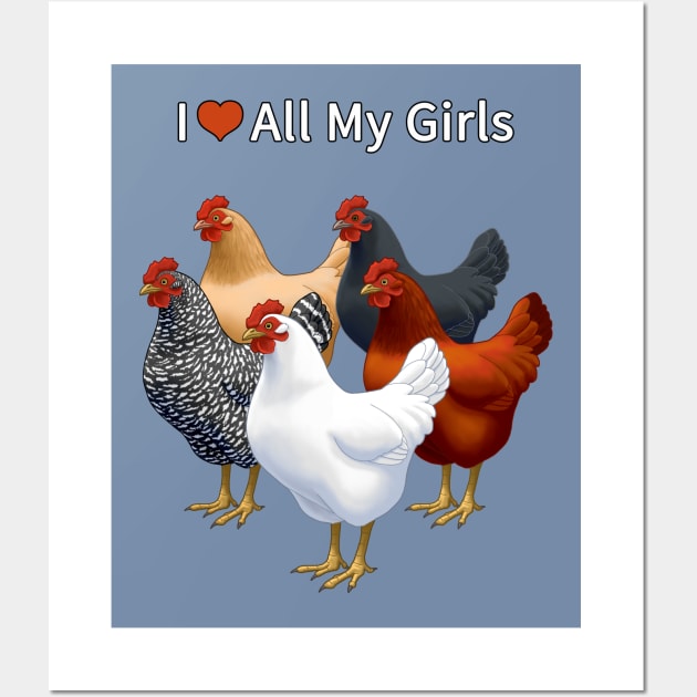 I Heart (Love) All My Girls (Hens) Wall Art by csforest